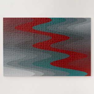 aquamarine bordeauxfarbene Wellen Puzzle