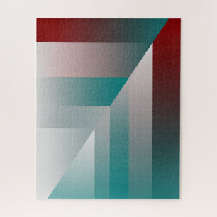 aquamarine bordeauxrote Dreiecke Puzzle