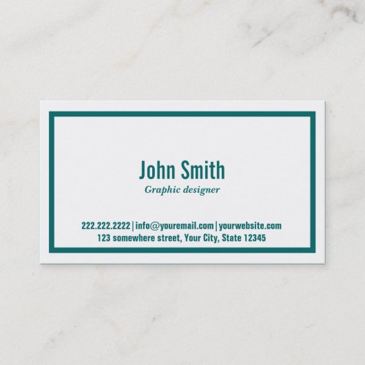 Aquamarine Border Graphic Design Business Card Visitenkarte (Vorderseite)