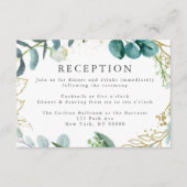 Aquamarine Botanische Elegante Hochzeitskarte Empf Begleitkarte (Vorderseite)