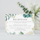 Aquamarine Botanische Elegante Hochzeitskarte Empf Begleitkarte (Stehend Vorderseite)