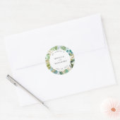 Aquamarine botanische Gastgeschenk Hochzeit Wasser Runder Aufkleber (Umschlag)