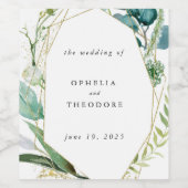 Aquamarine botanische Gastgeschenk Hochzeit Wasser Weinetikett (Einzelnes Label)