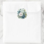 Aquamarine Botanische Hochzeit Runder Aufkleber (Tasche)