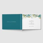Aquamarine Botanische Hochzeitmonogramm Gästebuch (Voll)