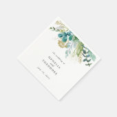 Aquamarine Botanische Hochzeitmonogramm Serviette (Ecke)