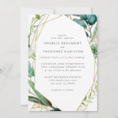 Aquamarine Botanische Moderne Elegante Hochzeit Einladung (Vorderseite)