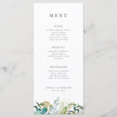 Aquamarine Botanische Moderne Elegante Hochzeit Menükarte (Vorderseite)