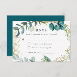 Aquamarine Botanische Moderne Hochzeitskarte RSVP Karte