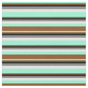 Aquamarine, Braun, Schwarz, Grau und Minzcreme Stoff
