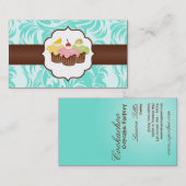 Aquamarine & braune Brombeerplatte Business Card Visitenkarte (Vorne/Hinten)