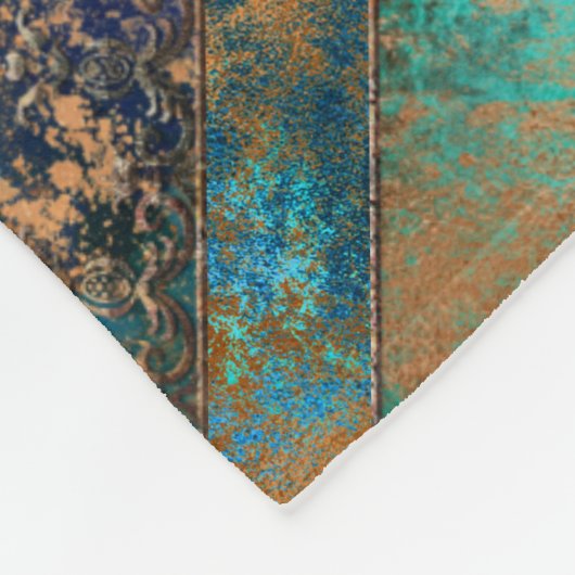 Aquamarine braune Imitate Kupferpatina inspiriert Fleecedecke (Ecke)