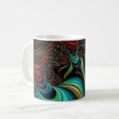Aquamarine, braune und orangefarbene Fraktal Kunst Tasse (Vorderseite Links)