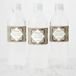 Aquamarine Brauntalkräfte von Talavera bridesmaier Wasserflaschenetikett