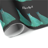 AQUAMARINE Bridesmaid-Kleider Individuelle Name V1 Geschenkpapier (Rolleneckpunkt)