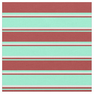 Aquamarine, Brown & Minze Creme Streifen Muster Stoff