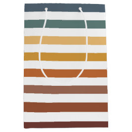 AQUAMARINE BROWN ORANGE CREAM STRIPES MITTLERE GESCHENKTÜTE