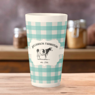 Aquamarine Buffalo Karierte landwirtschaftliche Ku Milchtasse