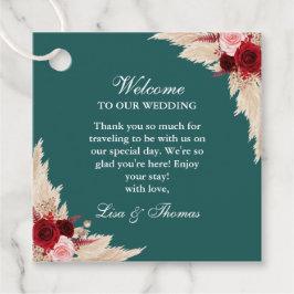 Aquamarine Burgund-Rose Hochzeitswillkommen Geschenkanhänger