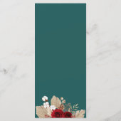 Aquamarine Burgunder-Rose und Pampas-Gras Menükarte (Rückseite)