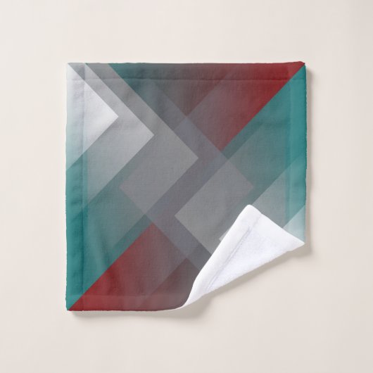 Aquamarine burgundische graue Symmetrie Badhandtuch Set (Waschlappen)