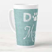 Aquamarine Burlap Hund Mama Latte Tasse (Linke Ecke)