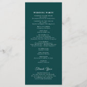 Aquamarine Burnt Orange Floral Elegante Script Hoc Programm (Rückseite)