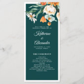 Aquamarine Burnt Orange Floral Elegante Script Hoc Programm (Vorderseite)