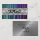 Aquamarine Business Card aus Lila Streifen Visitenkarte (Vorne/Hinten)