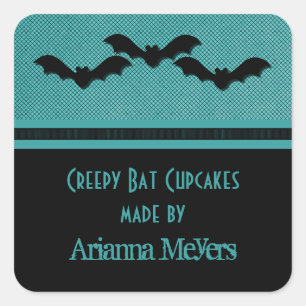 Aquamarine Butterfässer, Halloween-Backkleber Quadratischer Aufkleber