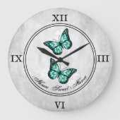 Aquamarine Butterfly-Acryl-Wand-Uhr Große Wanduhr (Vorderseite)