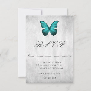 Aquamarine Butterfly-Hochzeitkarte RSVP Karte