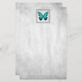 Aquamarine Butterfly Personalisiert Stationierung Briefpapier (Vorne/Hinten)