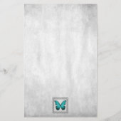 Aquamarine Butterfly Personalisiert Stationierung Briefpapier (Rückseite)