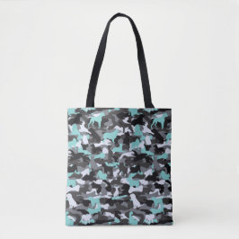 Aquamarine Camouflage für Hunde und Knochen, gedru Tasche