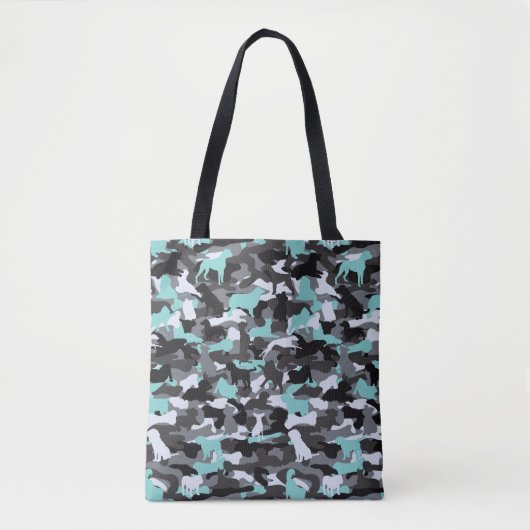 Aquamarine Camouflage für Hunde und Knochen, gedru Tasche (Vorderseite)