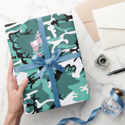 Aquamarine Camouflage Geschenkpapier (Schenken)