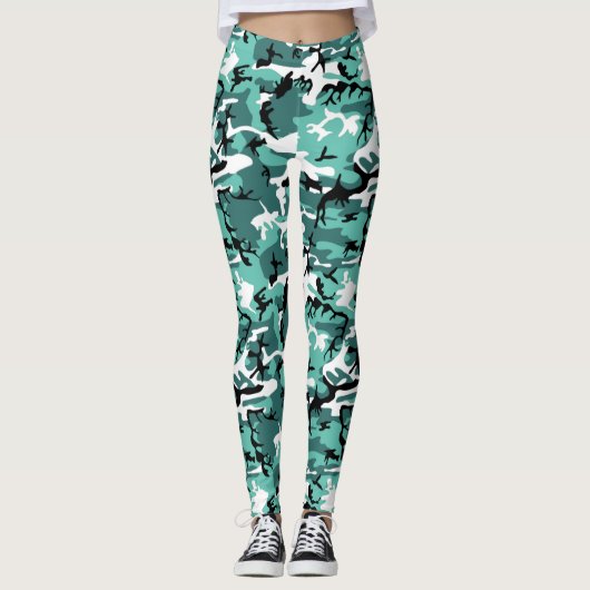Aquamarine Camouflage Leggings (Vorderseite)