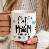 Aquamarine Cat Mama Pawprint Personalisiert Pet Fo Kaffeetasse