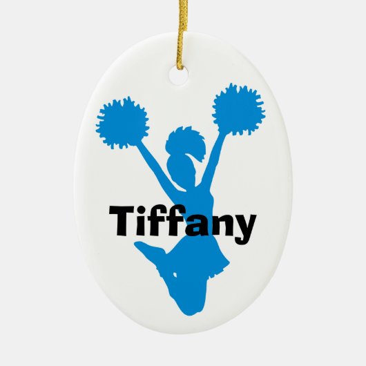 Aquamarine-Cheerleader-Verzierung Keramikornament (Vorne)