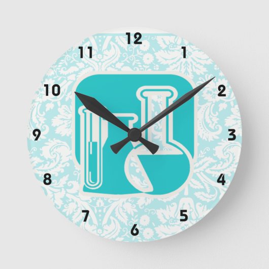 Aquamarine Chemie Runde Wanduhr (Vorderseite)