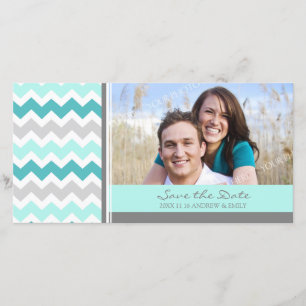 Aquamarine Chevrons Save the Date Hochzeitskarten