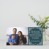 Aquamarine christliche Vintage Feiertagskarte (Stehend Vorderseite)