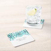 Aquamarine Chrysanthemum-Papier-Untersetzer Rechteckiger Pappuntersetzer (Vor Ort)