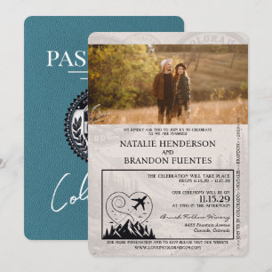 Aquamarine Colorado Passport Hochzeit Einladung