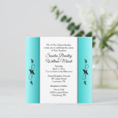 Aquamarine Columns Empfang Bereich Hochzeit Einlad Einladung (Stehend Vorderseite)