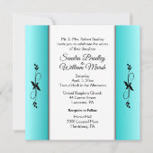 Aquamarine Columns Empfang Bereich Hochzeit Einlad Einladung (Vorderseite)