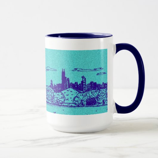 Aquamarine Comic Style Chicago Tasse (Rechts)