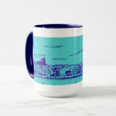 Aquamarine Comic Style Chicago Tasse (Vorderseite Links)