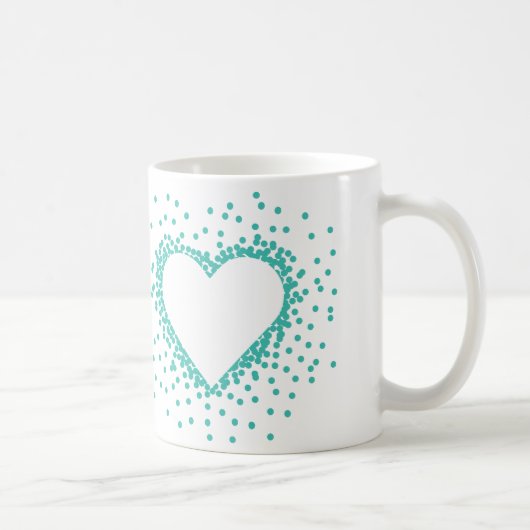 Aquamarine Confetti-Herz-Tasse Kaffeetasse (Rechts)